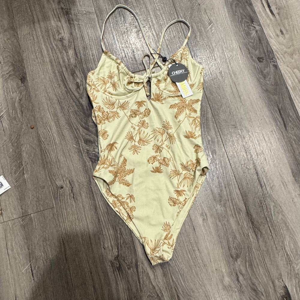 NWT Amuse Society Frances One Piece Swimsuit Tea Green Size Small